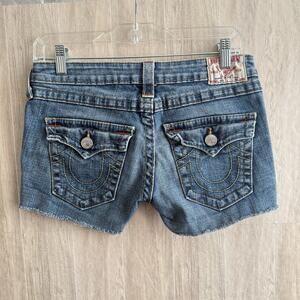 True Religion Denim Shorts Womens 29 Joey Cut-Off Low Rise Cut Off 3” Inseam